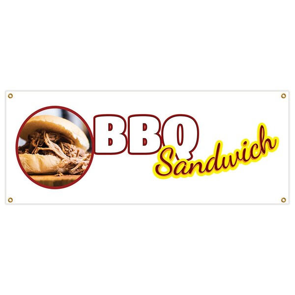 Bbq Sandwich Banner Heavy Duty 13 Oz Vinyl with Grommets Single Sided